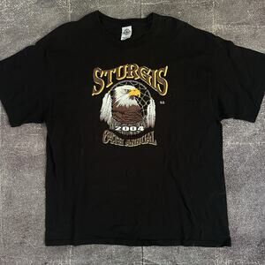 Men's Vintage Y2K Sturgis Motorcycle Rally Bald Eagle Black T Shirt Tee Sz XL
